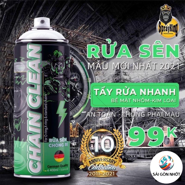 COMBO 3 Chai SPRAYKING Xịt Dưỡng Sên + Xịt Rửa Sên + Phục Hồi Nhựa Nhám + Khăn 3M + Bàn Chải Sên 3D