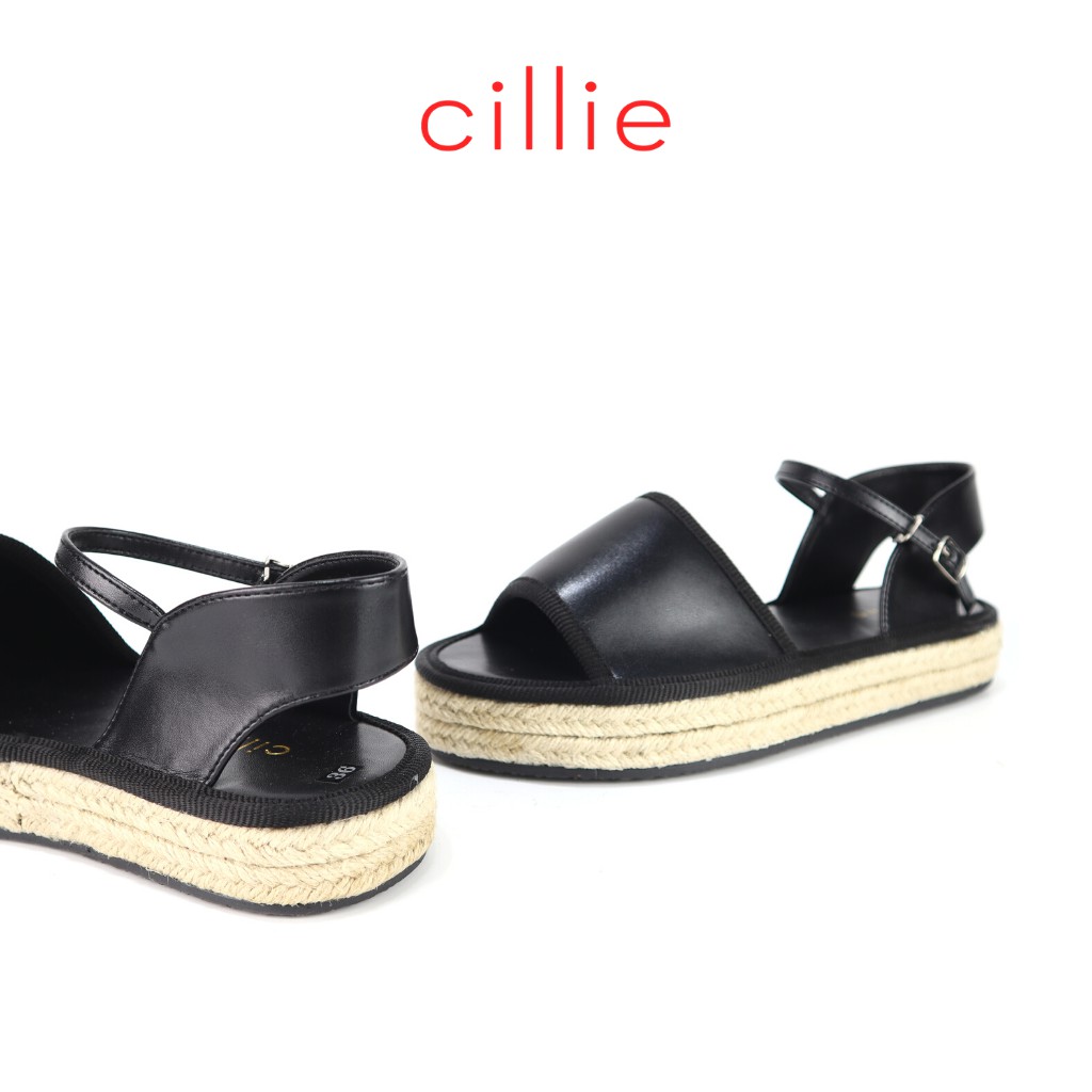 Giày sandal nữ cao cấp đế bánh mì viền cói cho mùa hè du lịch Cillie 1236