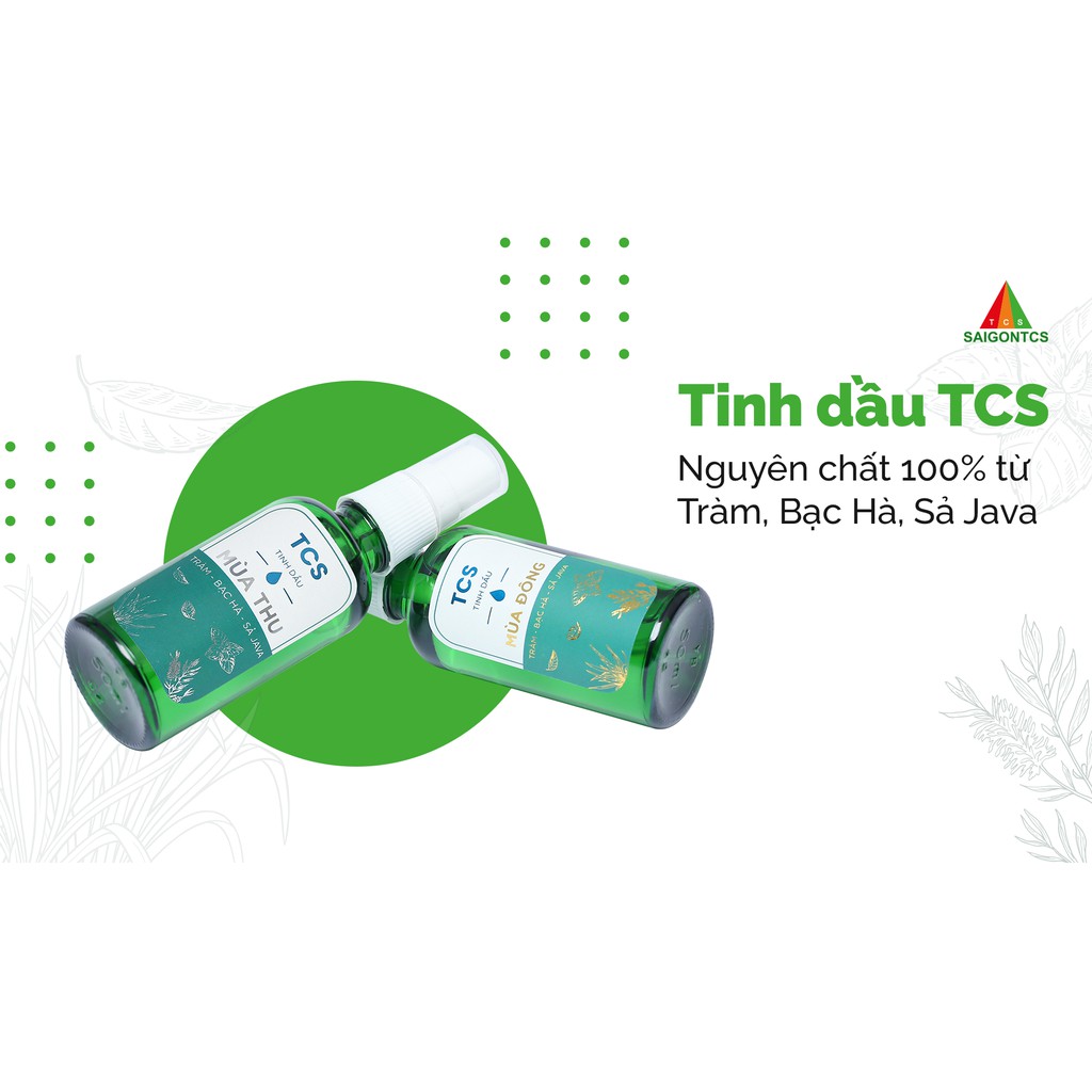 TINH DẦU THIÊN NHIÊN MÙA THU - Chai 50ml -Tràm, Bạc Hà, Sả Java - Sài Gòn TCS- NGĂN NGỪA VIÊM MŨI, VIÊM MŨI DỊ ỨNG