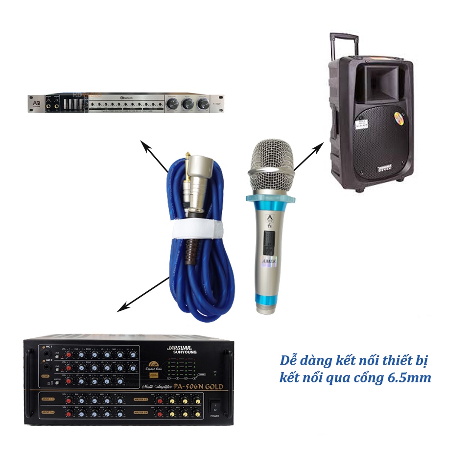 Micro Có dây cao cấp AMEK F5 Karaoke Chuyên Nghiệp | Micro Dây thu âm nhạy, chống rú rít - Bảo hành 1 năm