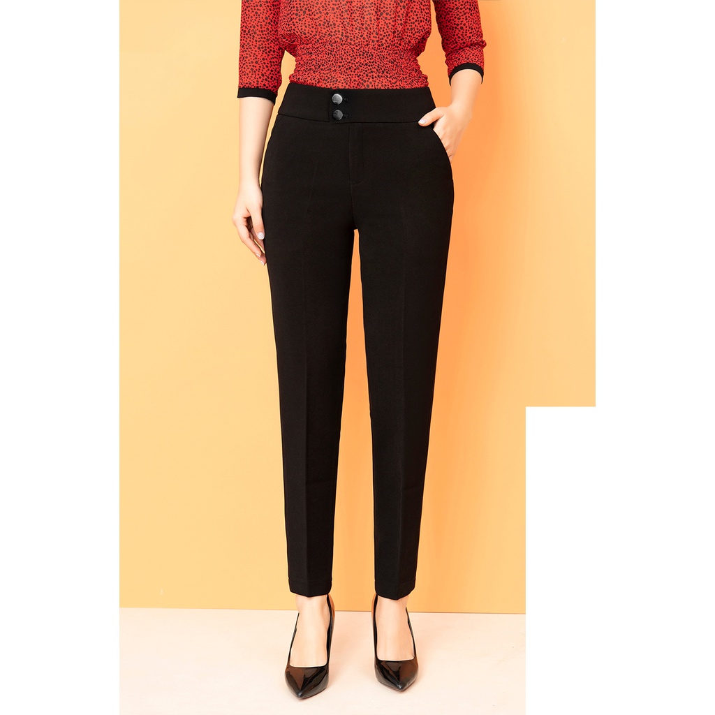 Quần Dài Công Sở Thiết Kế Luperi LFQD2123 Phối 2 Cúc Cạp Cao