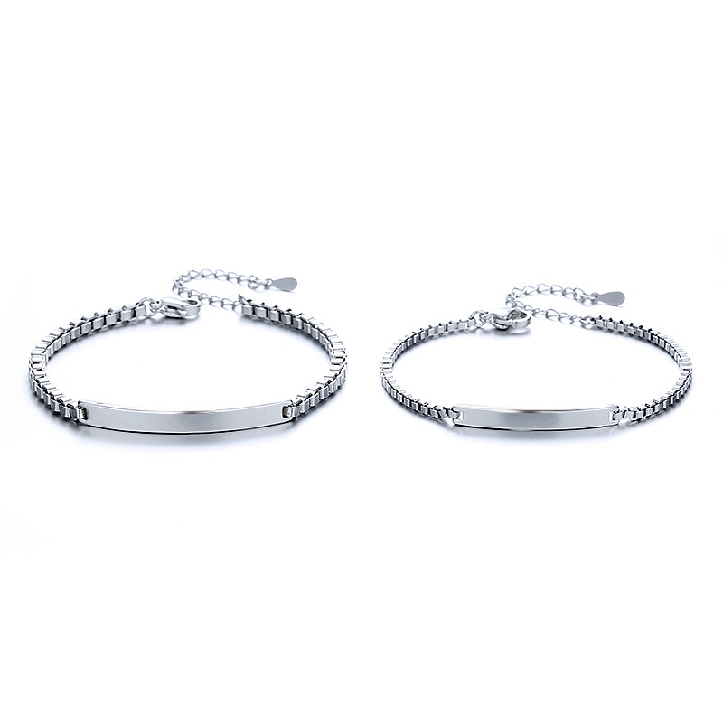 Vòng Đeo Tay Kỷ Niệm Dạng Phẳng Sáng Bóng Cho Cặ