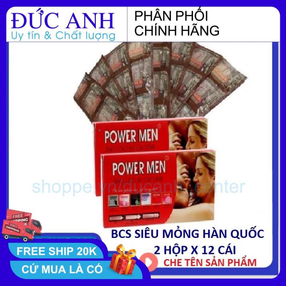 [ CHE TÊN ] COmbo 2 hộp Bao cao su Powermen Hàn Quốc 2 hộp x 12 chiếc siêu mỏng kéo dài thời gian yêu Mt2018