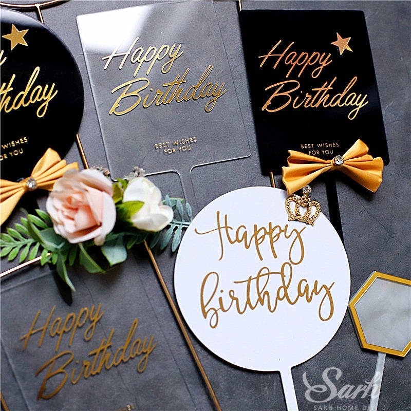 Topper Cắm Trang Trí Bánh Kem Hình Hoa Hồng Trong Suốt