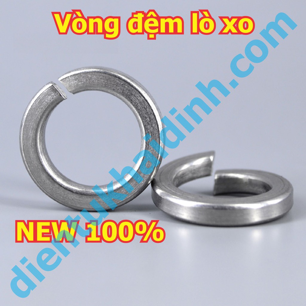 vòng đệm long đền  lò xo, đệm vênh DIN93 inox 201, thép không gỉ M3/M4/M5/M6/M8/M10 (giá cho 1 lạng) kde5045