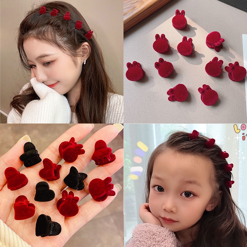 Set 10 Kẹp Tóc Nhỏ Bện Dây Đính Lông Cho Bé Gái