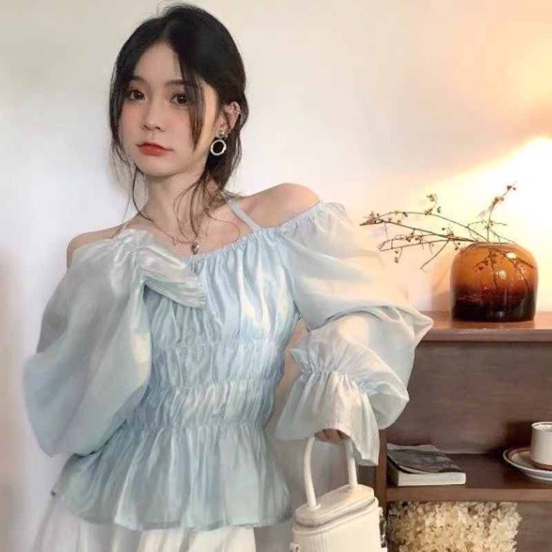 Áo Sơ Mi Dài Tay Cổ Vuông Thời Trang Theo Phong Cách Pháp Cho Nữ