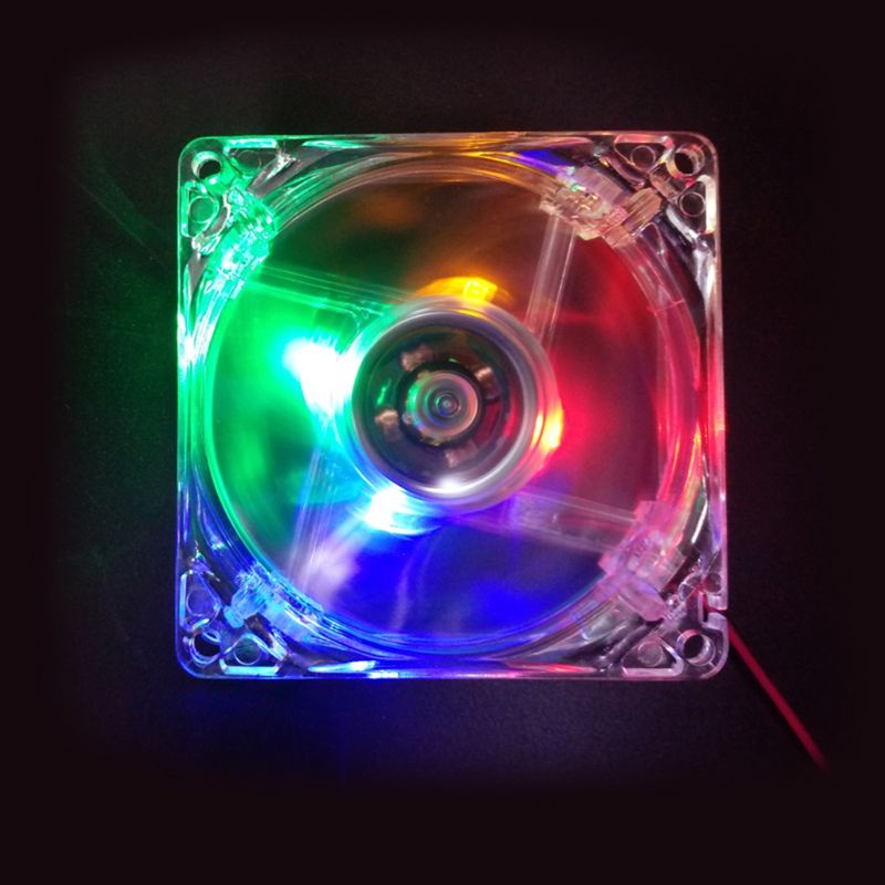 Psy 1PC 8cm Double Aperture Multi-colored Silent LED Computer Case PC Cooling Fan 12V Cooling Fan