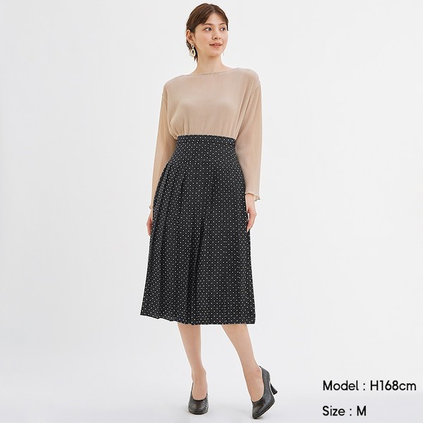 Chân váy nữ xếp ly midi chấm kẻ quyến rũ của GU - Nhật Bản | BigBuy360 - bigbuy360.vn