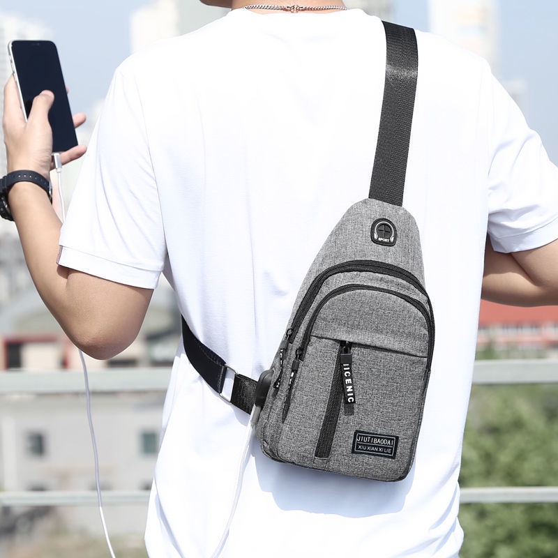 Túi đeo chéo ngực nam nữ unisex vải canvas phong cách thời trang Hàn Quốc