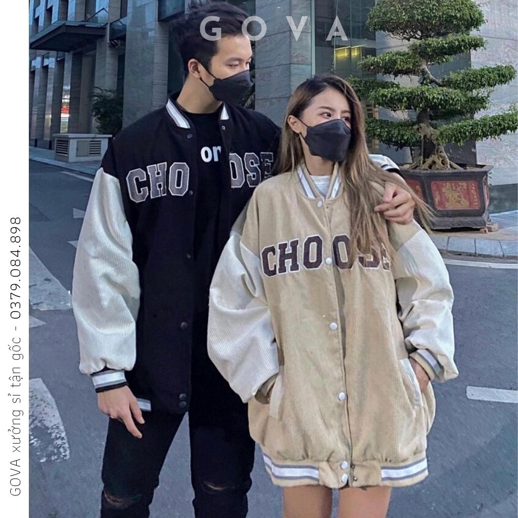 Áo Bomber Nhung Gân CHOOSE form rộng ulzzang áo khoác Nhung nam nữ cực đẹp GOVA