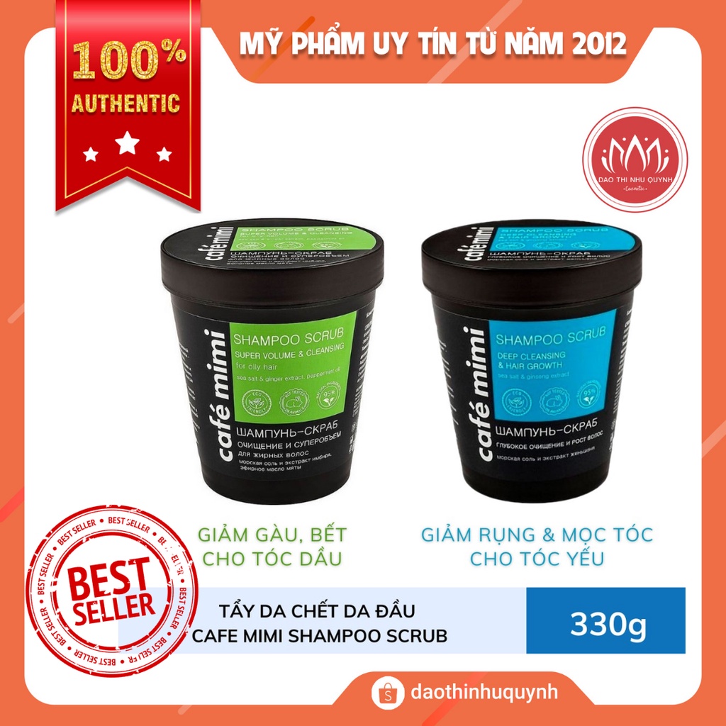 Tẩy Da Chết Da Đầu Cafe Mimi Shampoo Scrub 330g Sạch Gàu giảm ngứa | Phục Hồi Tóc Tóc Yếu Khô Xơ  - Chính Hãng - Nga