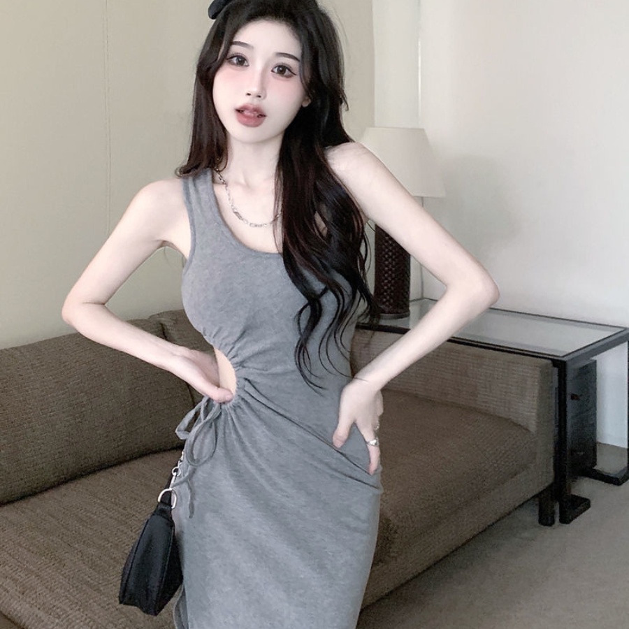 Váy body Xám Dáng Dài Xẻ Tà Thời Trang Mùa Hè 2022 Dành Cho Nữ Váy body màu đen váy body màu xám