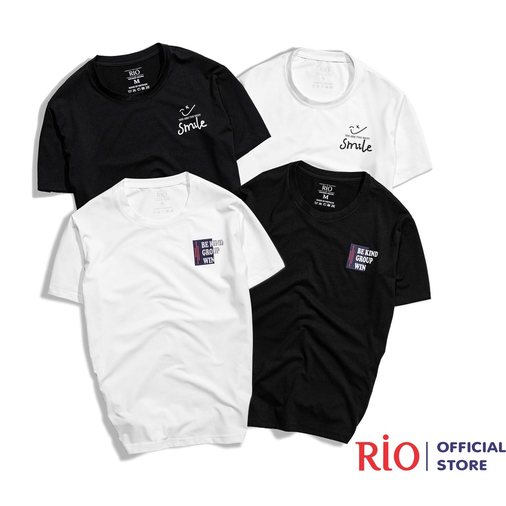 Áo Thun Nam, Áo Phông Nam Cổ Tròn Tay Ngắn RIO thun cotton cao cấp dày dặn thoáng mát trơn hàng hiệu đẹp RIO-04