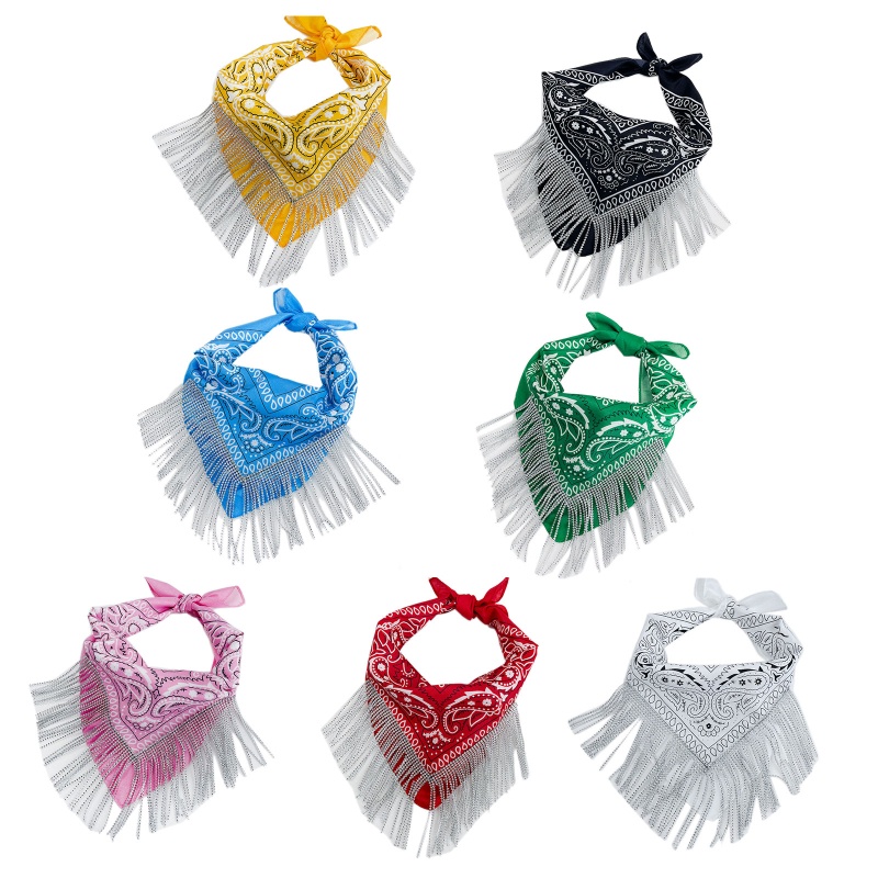 Khăn Bandanas Tua Rua Màu Bạc Chủ Đề Phương Tây