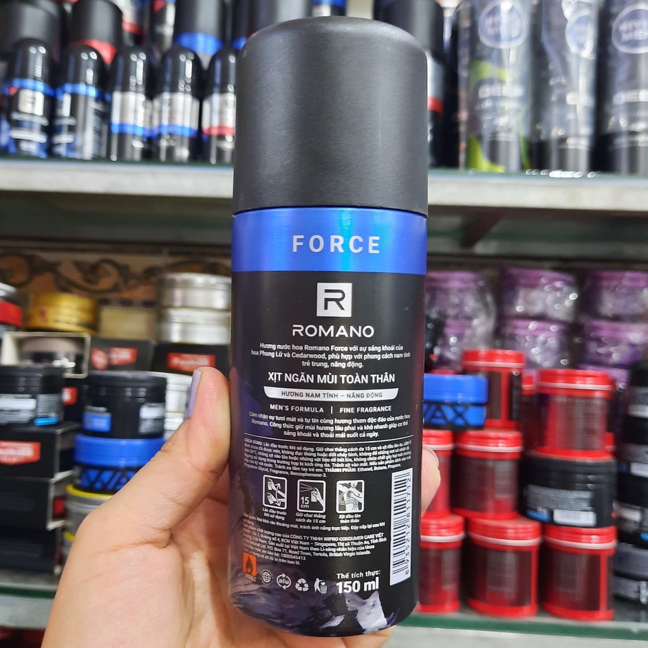 Xịt khử mùi toàn thân cho Nam Romano Force 150ml-mẫu mới