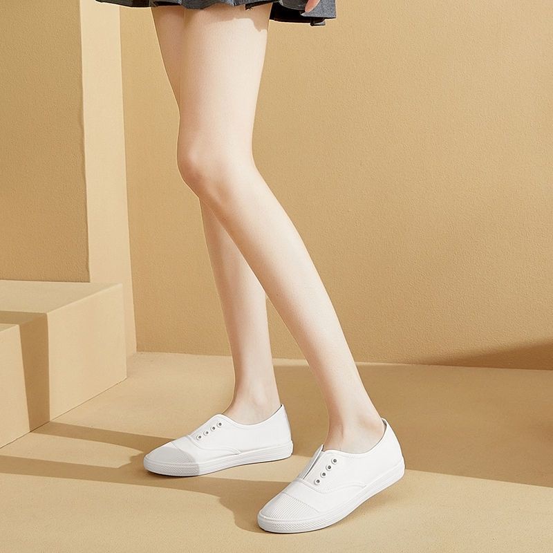 Giày Canvas Mùa Hè Màu Trắng Đế Bằng Thoải Mái Dễ Phối Đồ Phong Cách Hàn Quốc Hàng Mới 2022 Cho Nữ