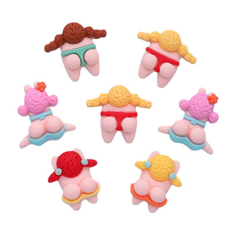 Charm (C503) slime/ Dụng Cụ Charm Trang Trí [Ko Keo &amp; Nút] Hình Họa Tiết Em Bé Bikini