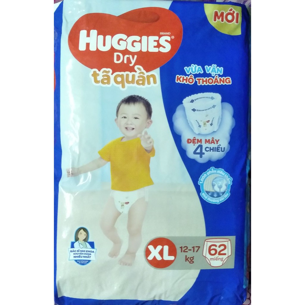 Tã quần Huggies XL62 mẫu mới