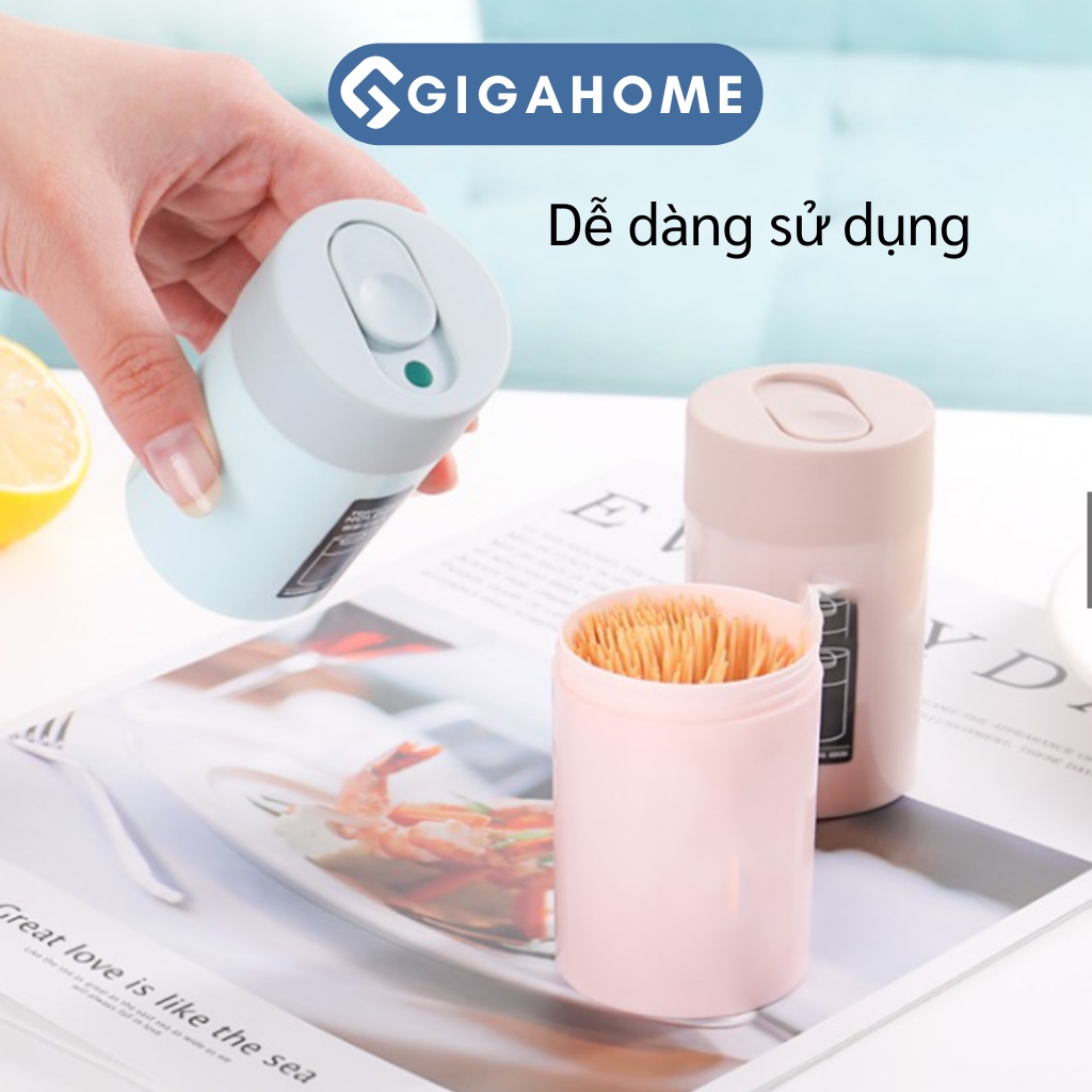 Lọ Đựng Tăm, Hạt Tiêu GIGAHOME Bằng Nhựa Cao Cấp, Thiết Kế Nắp Đóng Mở Sang Trọng 9644
