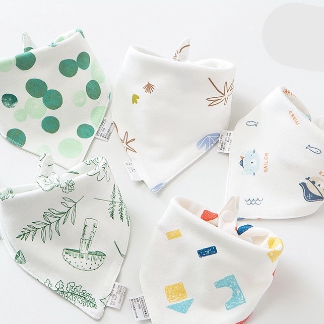 Yếm dãi/ yếm tam giác cho bé 100% cotton mềm mại an toàn cho bé hoa văn vintage Hàn Quốc siêu xinh