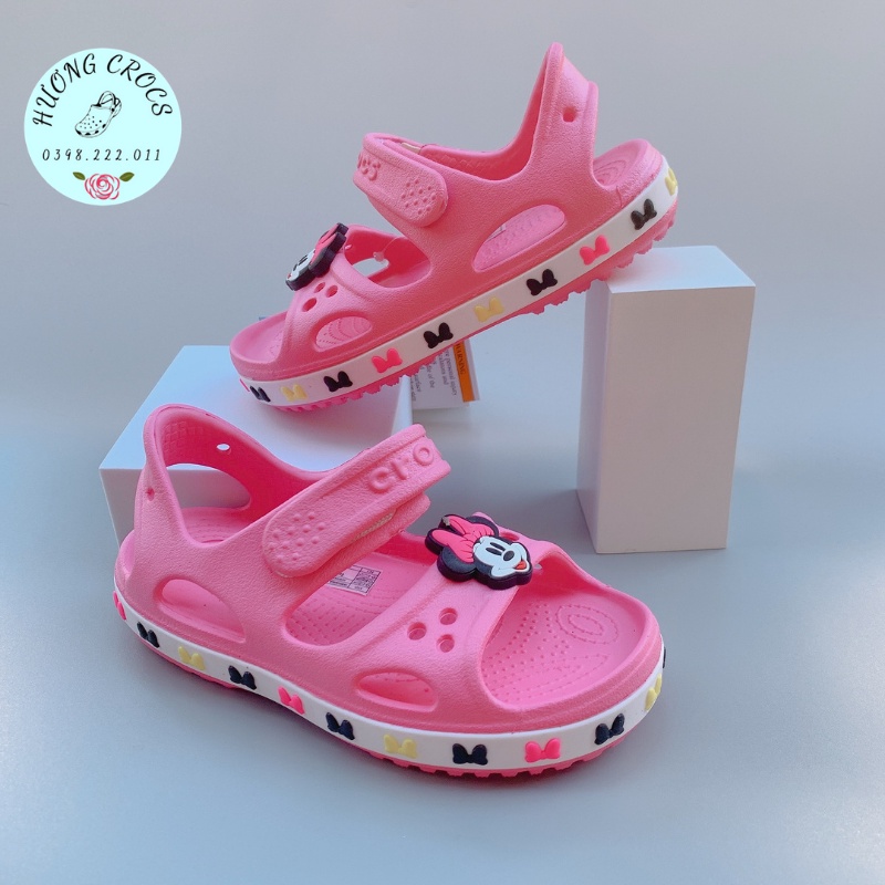 [Tặng kèm jibit] - Sandal trẻ em cross in hình Minniee mouse màu hồng xinh xắn cho bé gái