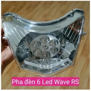 Đèn pha led lắp sẵn 6 Led bên trong xe Wave Cá, Rồng, Anpha