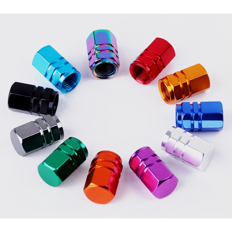 Set 4 Nắp Van Bánh Xe Bằng Nhôm Hình Lục Giác