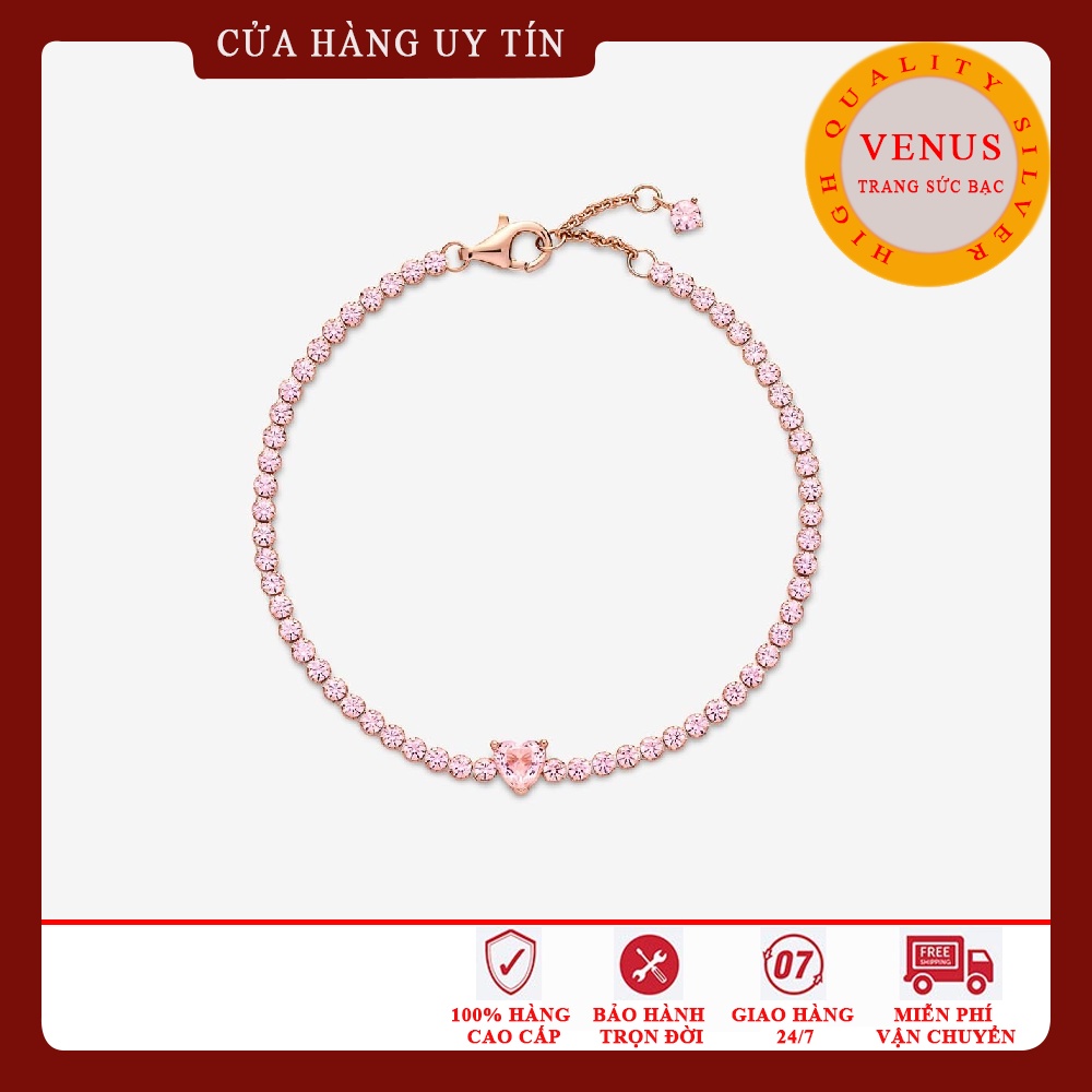 Lăc tay nữ mặt đá vàng hồng- Trang sức bạc Venus