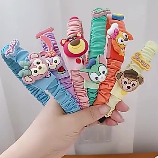 Băng đô cài tóc bờm xước tóc bằng nhựa bọc vải cho bé gái nhiều hoạ tiết thời trang Hàn Quốc cute GG2104.07 - #bomtoc