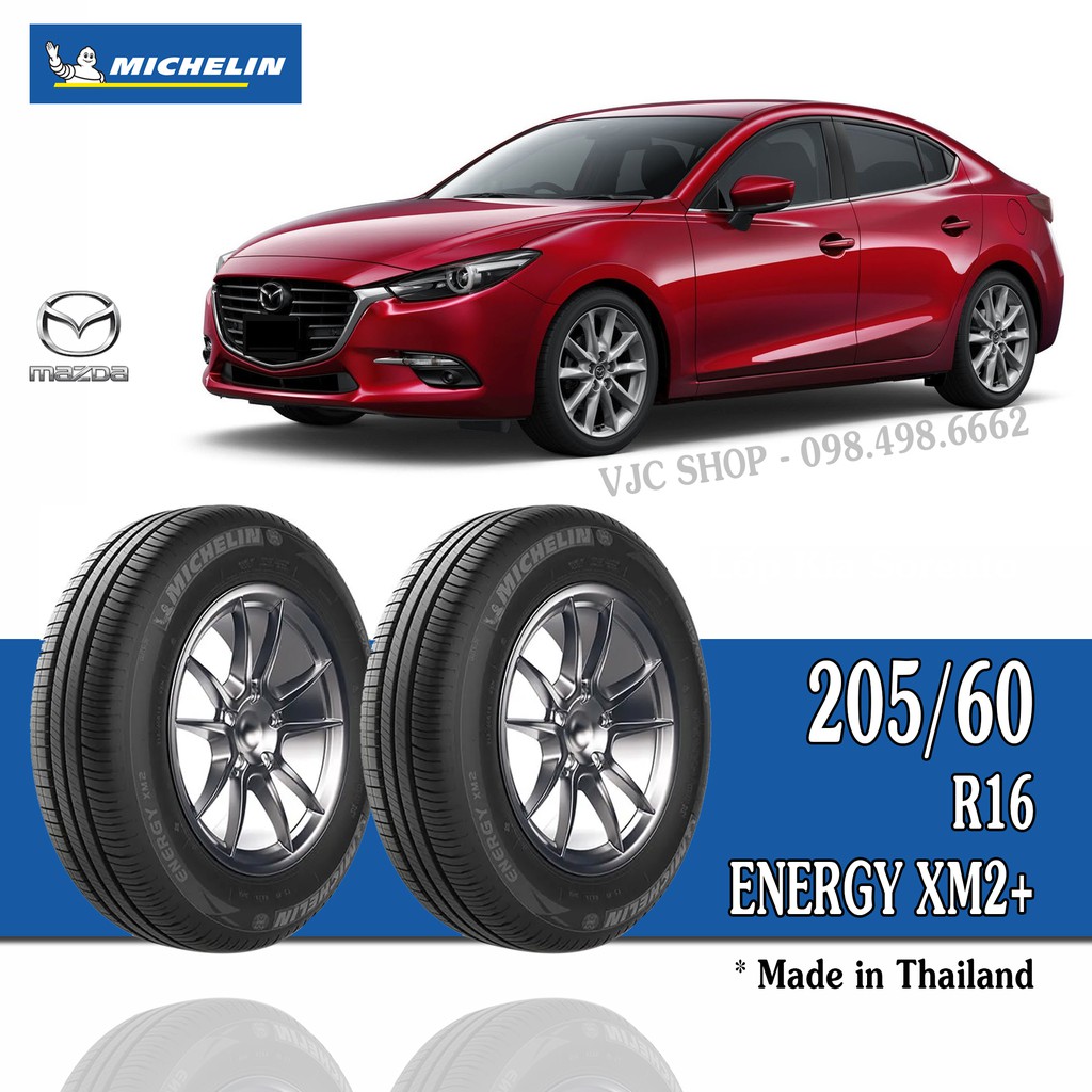 Cặp Lốp Xe Ô Tô Mazda 3 - Michelin 205/60R16 (Số lượng: 2 lốp) - Miễn phí lắp đặt + Cân bằng động