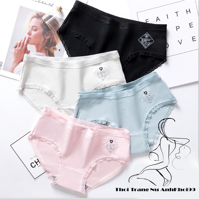 Quần lót nữ Chất Cotton Viền ren lưng Viền thun có chọn màu chọn size lớn QL05