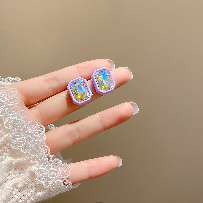 1 Đôi Bông Tai Hình Hoa Màu Xanh Dương / Tím Thiết Kế Hình Học Cao Cấp Thời Trang Mới Cho Nữ