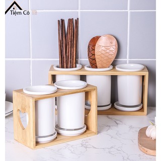 Set ống đựng đũa trắng trơn