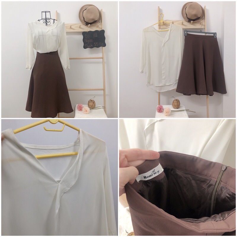 Chân váy kèm áo voan xô dưới 60 kg