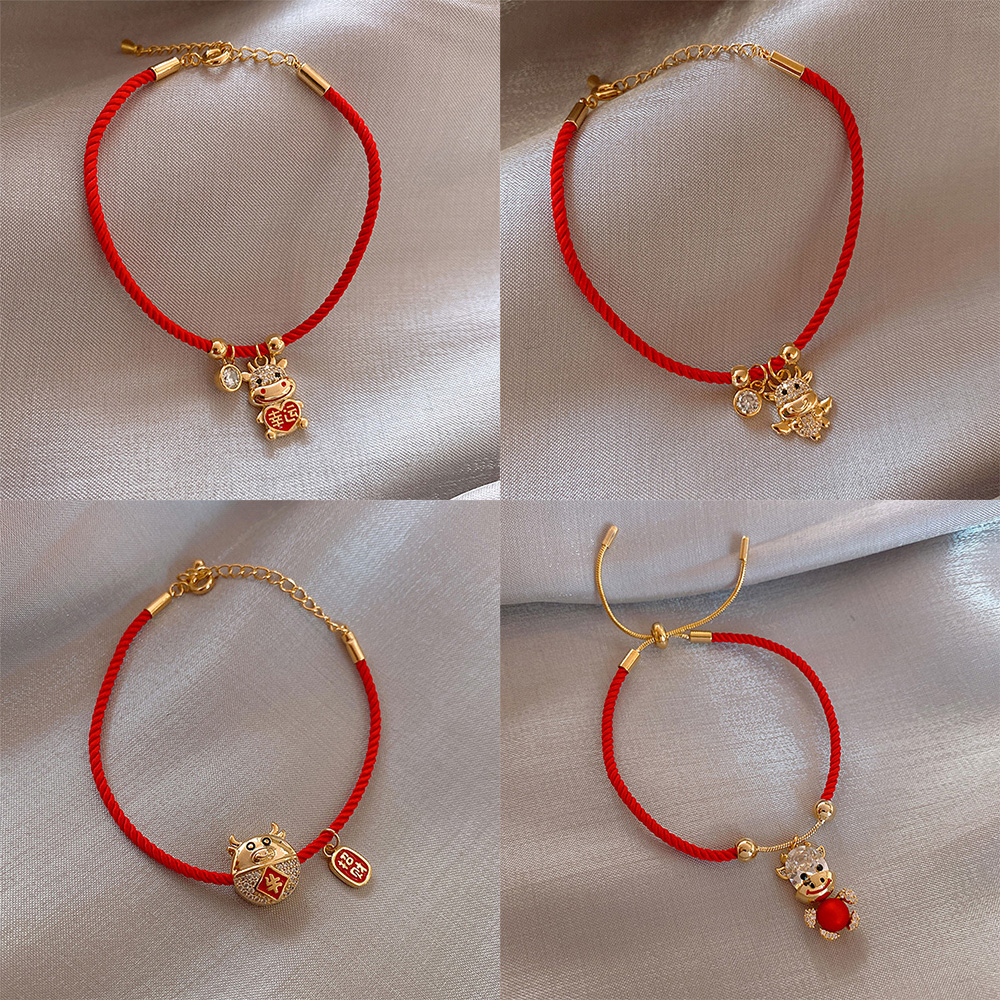 Vòng Tay Dây Bện Màu Đỏ May Mắn Cho Nữ