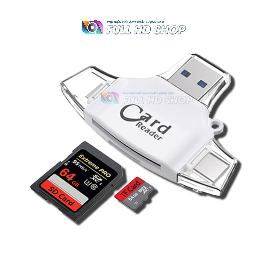 Đầu Đọc Thẻ Nhớ iPhone, Máy tính, Android - Cổng Lightning, Type C, USB, Micro USB cho thẻ nhớ SD, Micro SD | BigBuy360 - bigbuy360.vn