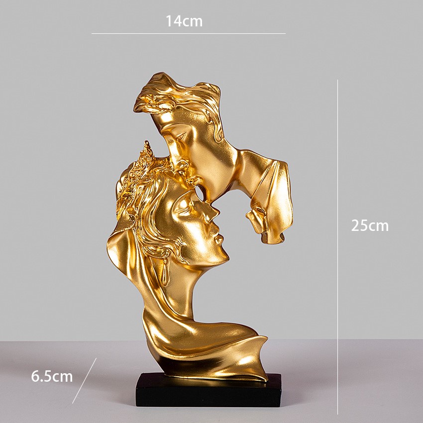 Decor Tượng Cặp Đôi Hôn Nhau sáng tạo. Trang trí nội thất phòng khách. Đạo cụ cổ điển chụp ảnh, quán cà phê.