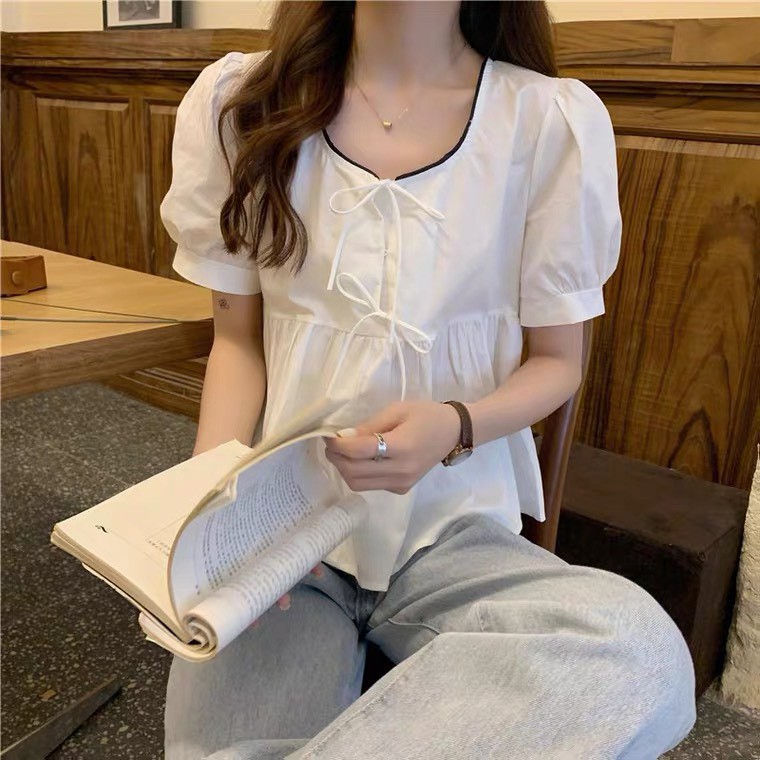 áo sơ mi nữ ngắn tay cổ tròn có video+ ảnh thật | BigBuy360 - bigbuy360.vn