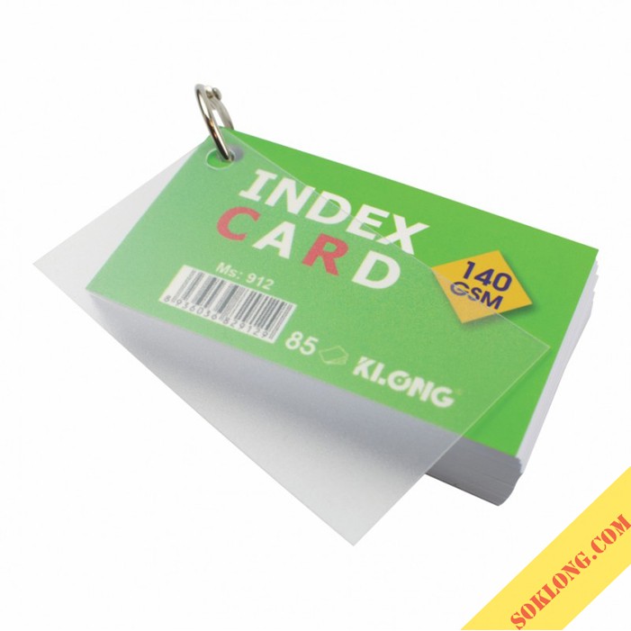 Tập thẻ Index Card A7 học ngoại ngữ giấy dày KLong MS912