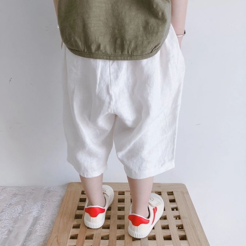 [Babycat Hàng Có Sẵn Bộ Áo + Quần Dài Vải Lanh Cotton Thoáng Khí Phong Cách Nhật Hàn Nhật Bản Thời Trang Mùa Hè Cho Bé Trai Và Bé Gái