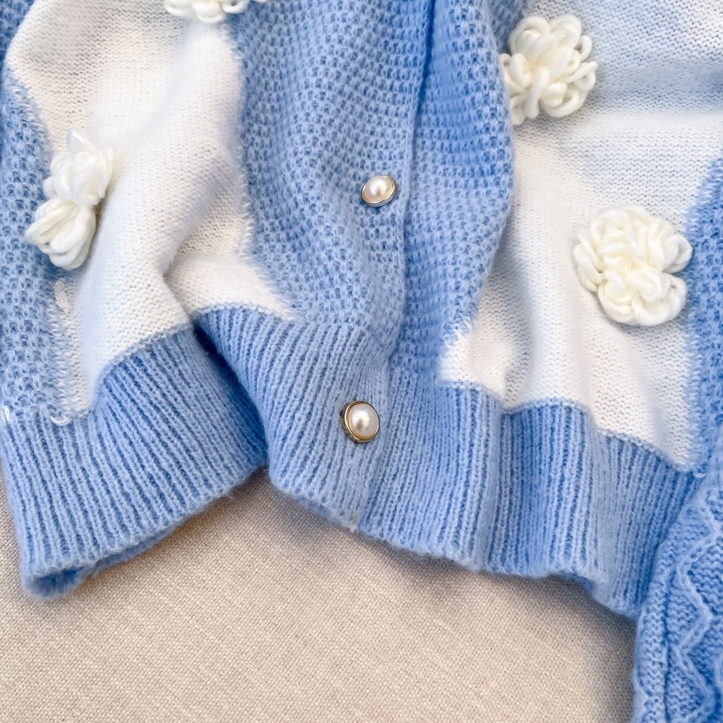 Áo Khoác Cardigan Dệt Kim Họa Tiết Hoa Xinh Xắn Cho Nữ  tao bao
