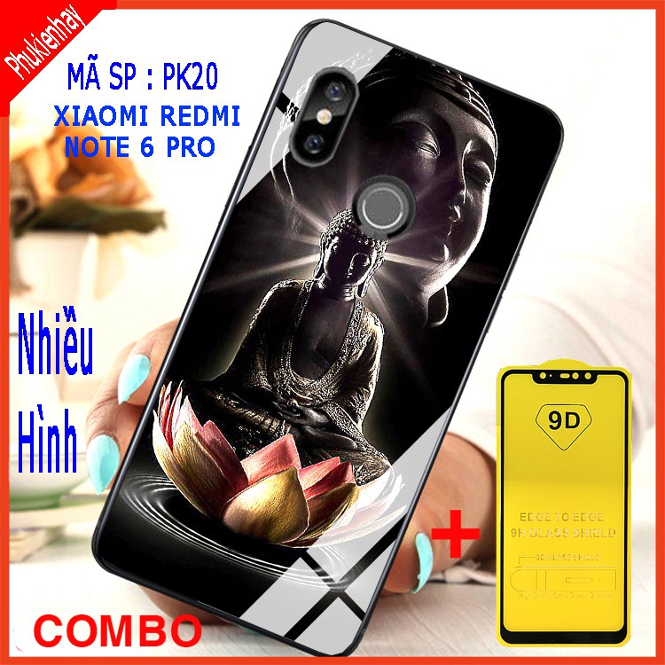 COMBO ỐP LƯNG XIAOMI REDMI NOTE 6 PRO (ốp kính 3D + tặng kemgf kính cường lực full màn hình) educase66