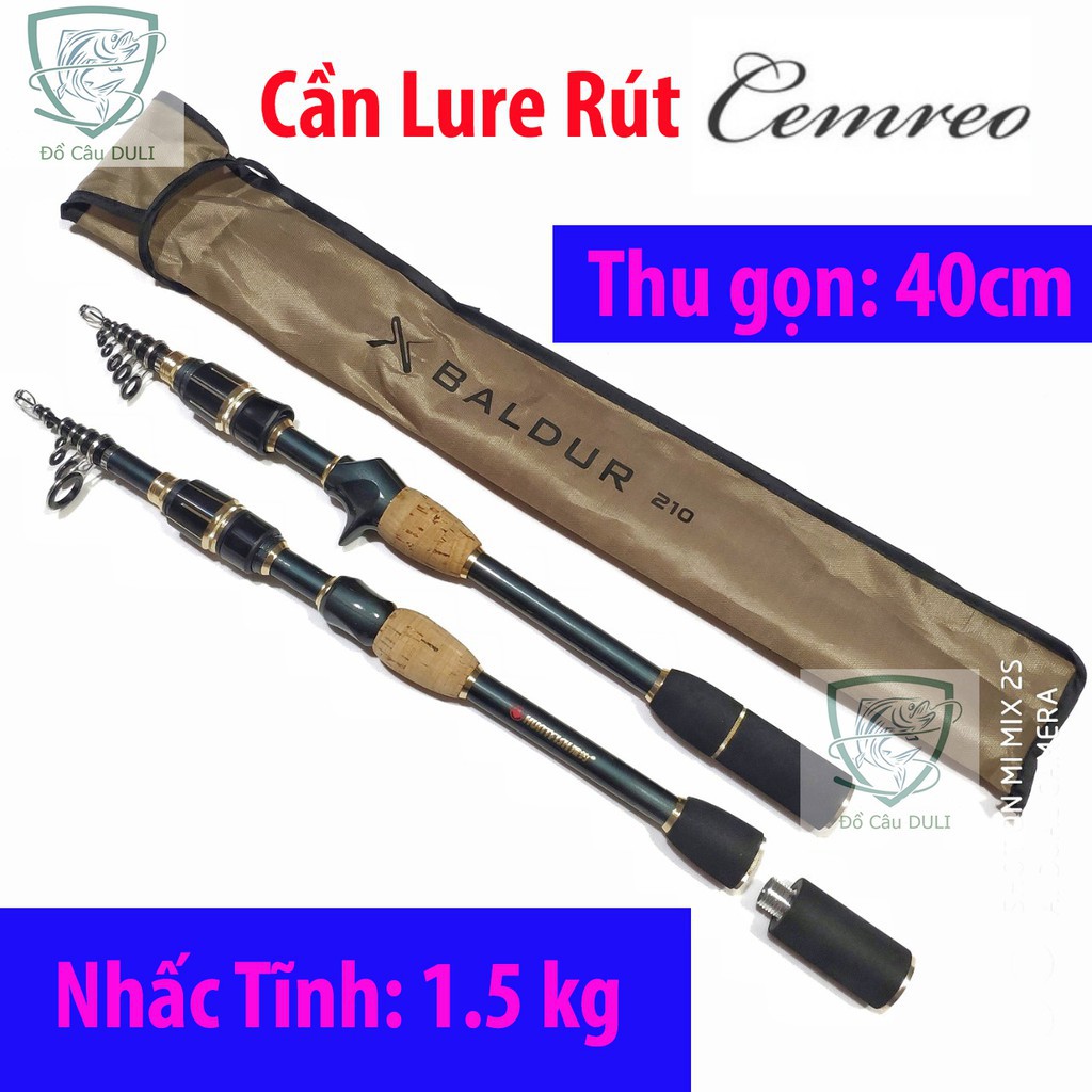 Cần câu Lure Rút gọn Cemreo 2m1 Máy Ngang Máy Đứng cỏ thể bỏ cốp xe mang du lịch - docauduli ( đại hạ giá )