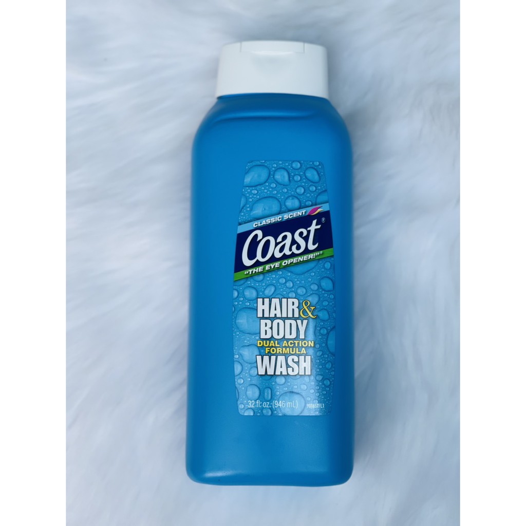 Sữa Tắm và Gội cho NAM thương hiệu COAST 2 in 1 Hair & Body Dual Action Formula Wash 946ml - USA