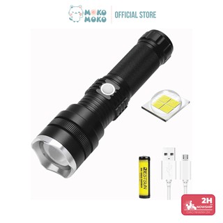 Đèn Pin 6000 Lumen, Pin Sạc Cổng USB Siêu Sáng, Có Thể Thu Phóng 3 Chế độ Sáng, Đèn Cầm Tay Tiện Lợi Dùng Cắm Trại
