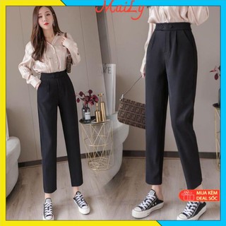 Quần tây baggy nữ học sinh 2 cúc bấm ngang cạp cao vải tuyết mưa mặc đi làm đi học cực xinh