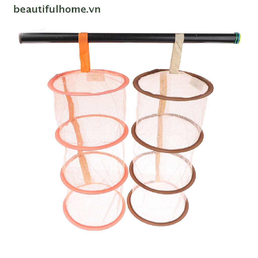 [beautifulhome] Giỏ Lưới Treo Phơi Đồ 3 Tầng Có Khóa Kéo [beauty]