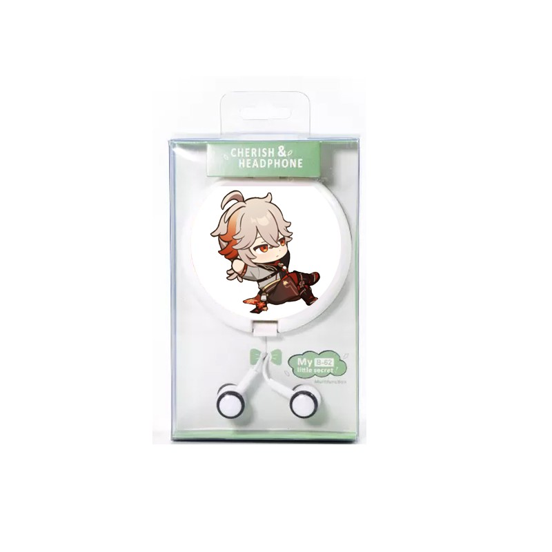 Tai nghe hộp tròn in hình nhân vật KAZUHA Genshin Impact game chibi anime xinh xắn tiện lợi