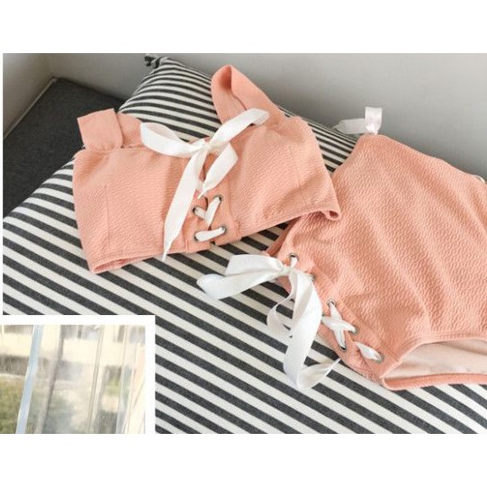 Có sẵn Bộ đồ bơi nữ rút dây xinh có 3 màu xanh hồng đen | BigBuy360 - bigbuy360.vn